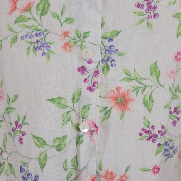 Talbots Linen Floral Long-Sleeve Shirt - Picture 5 of 8